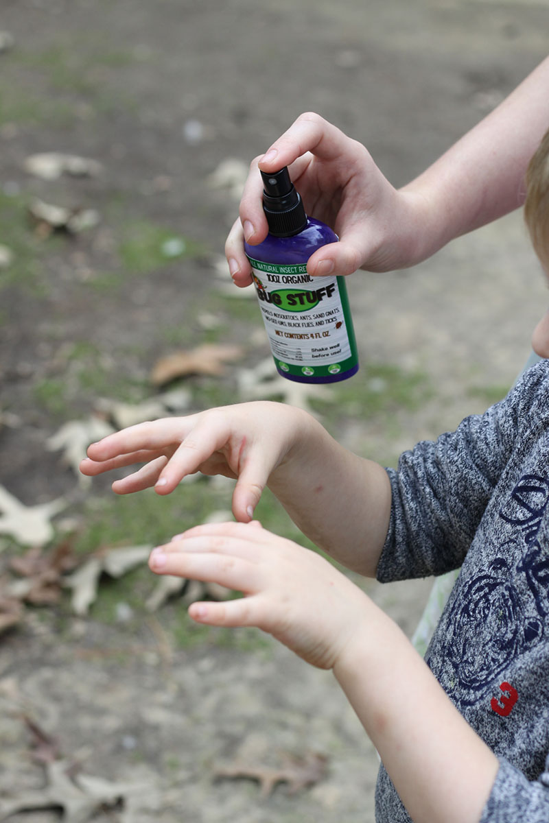 Bug Stuff Spray on Baby Hand