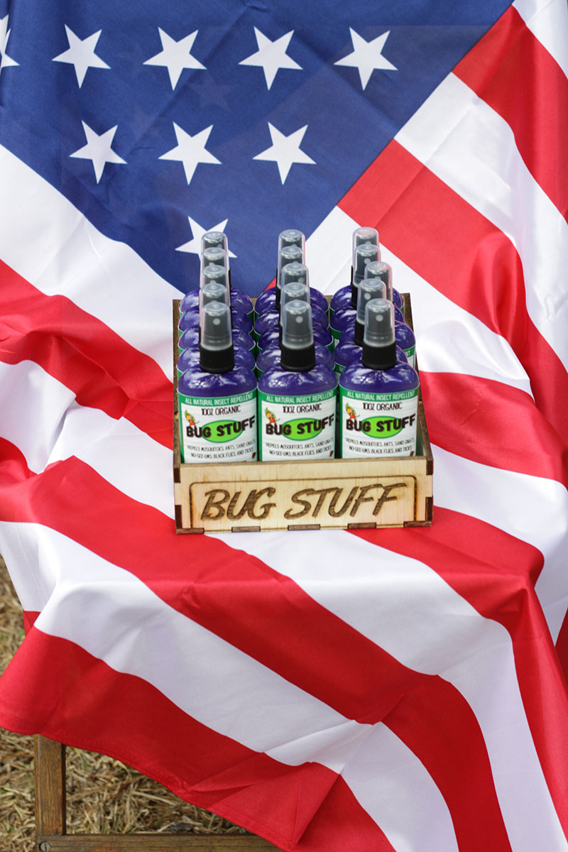 But Stuff Product Images Behind USA Flag - About Us- The Bug Stuff